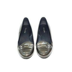 COPY - Prada Loafer Kitten Heel Patent Leather Metallic G